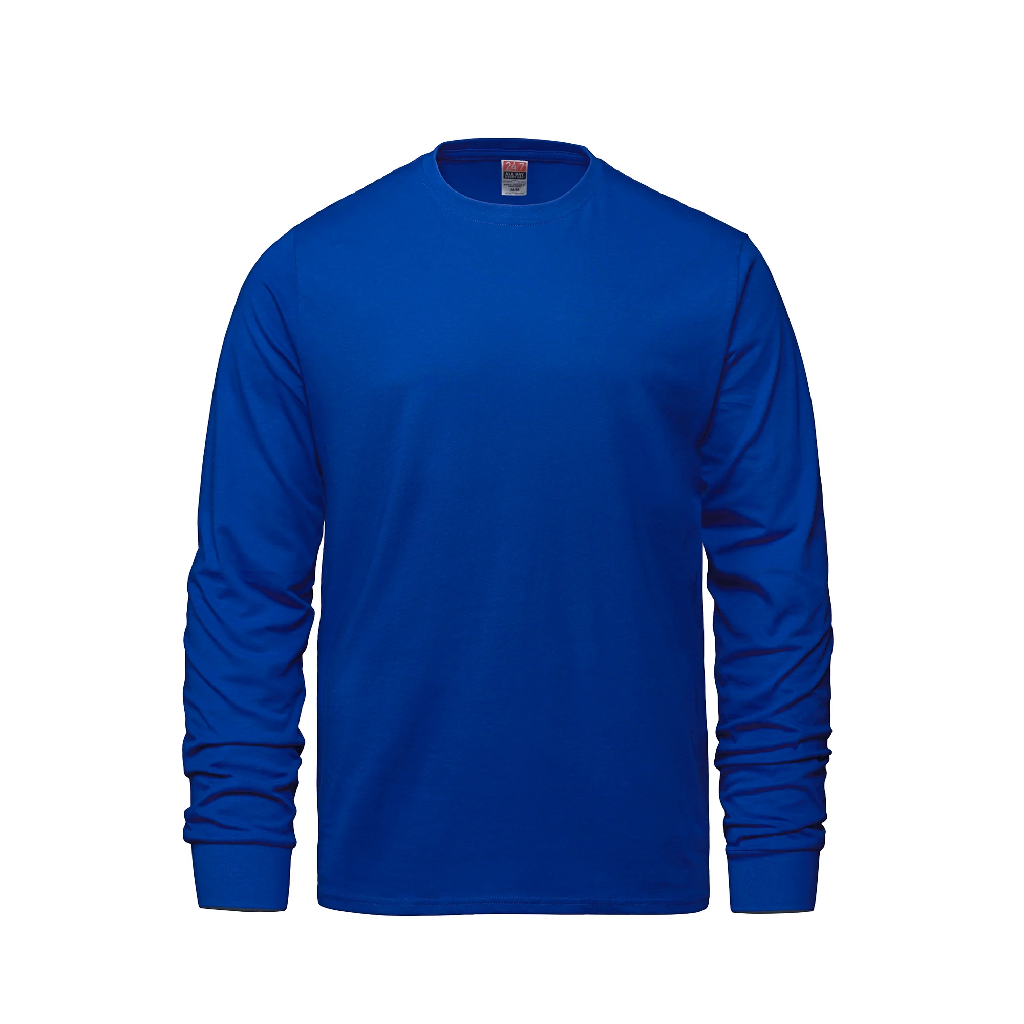 Adult RING SPUN Combed Cotton Long Sleeve Crewneck T-Shirt-CSW - Color Image 1