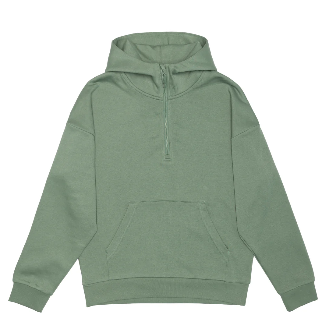 Unisex Drop Shoulder 1/2 Zip Hoodie-JHL - Color Image 1
