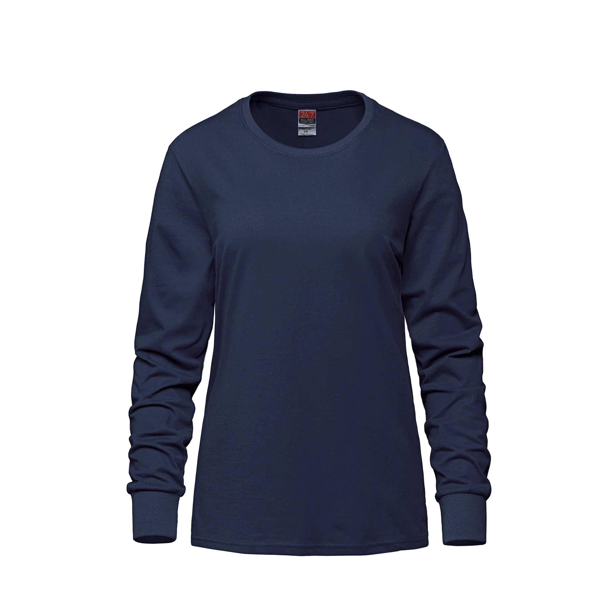 Ladies RING SPUN Combed Cotton Long Sleeve Crewneck T-Shirt-CSW - Color Image 1