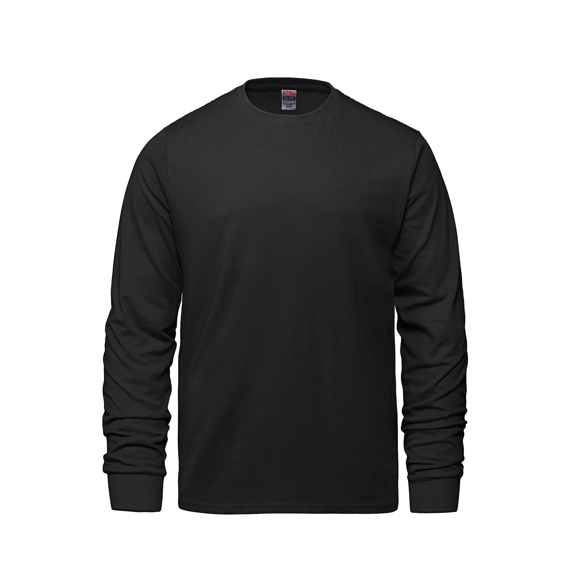 Adult RING SPUN Combed Cotton Long Sleeve Crewneck T-Shirt-CSW - Color Image 1
