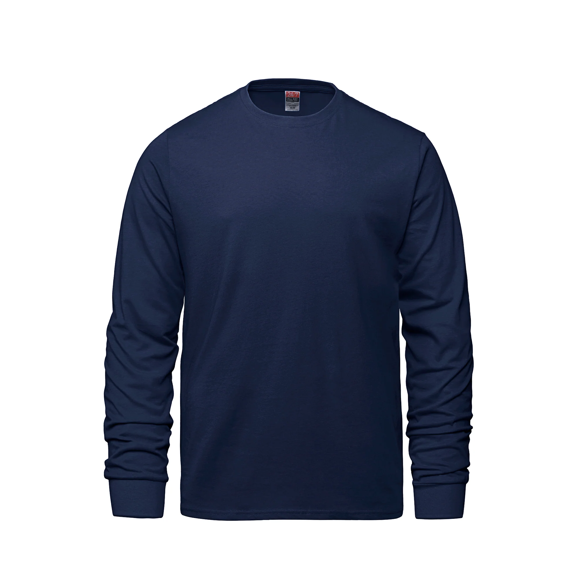 Adult RING SPUN Combed Cotton Long Sleeve Crewneck T-Shirt-CSW - Color Image 1