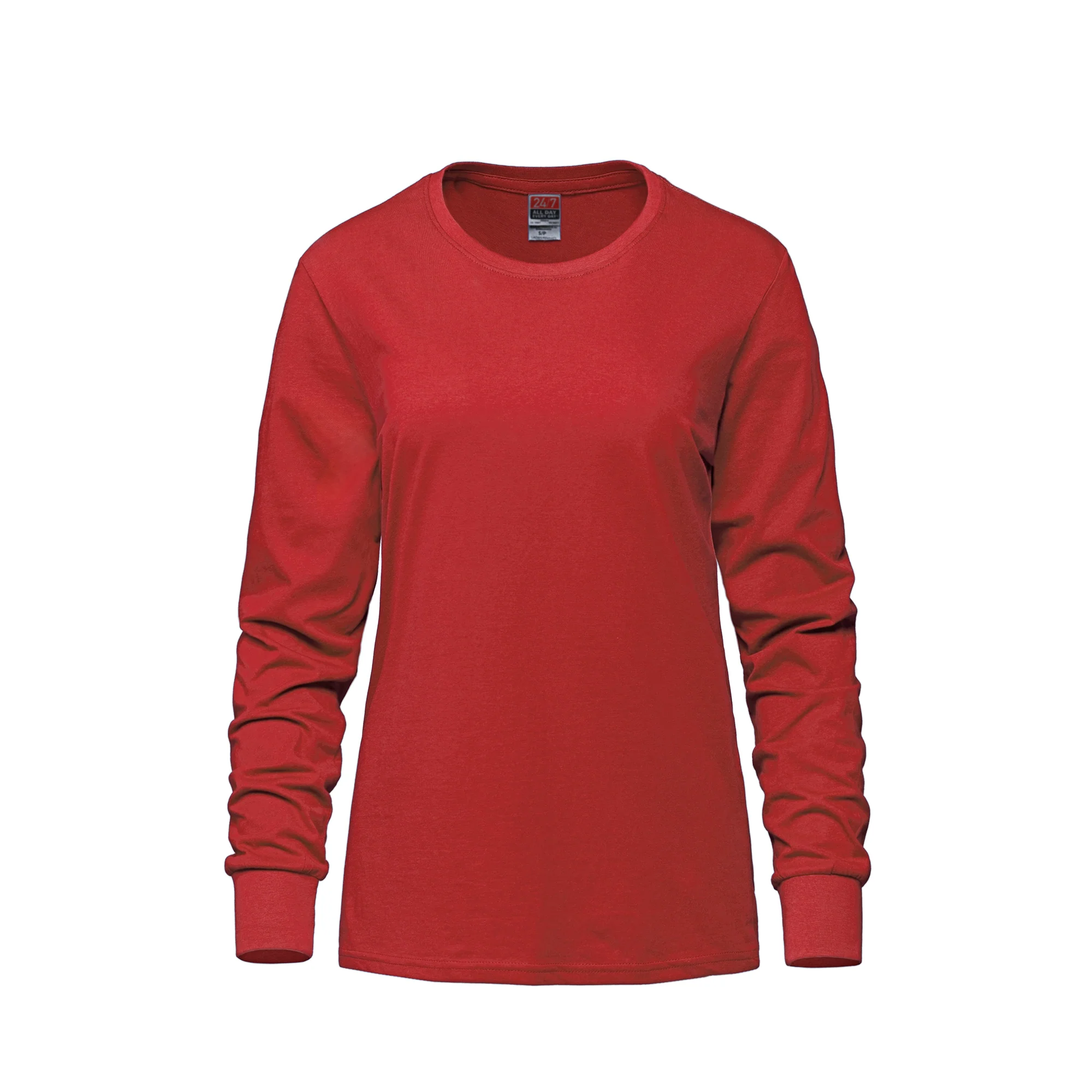 Ladies RING SPUN Combed Cotton Long Sleeve Crewneck T-Shirt-CSW - Color Image 1