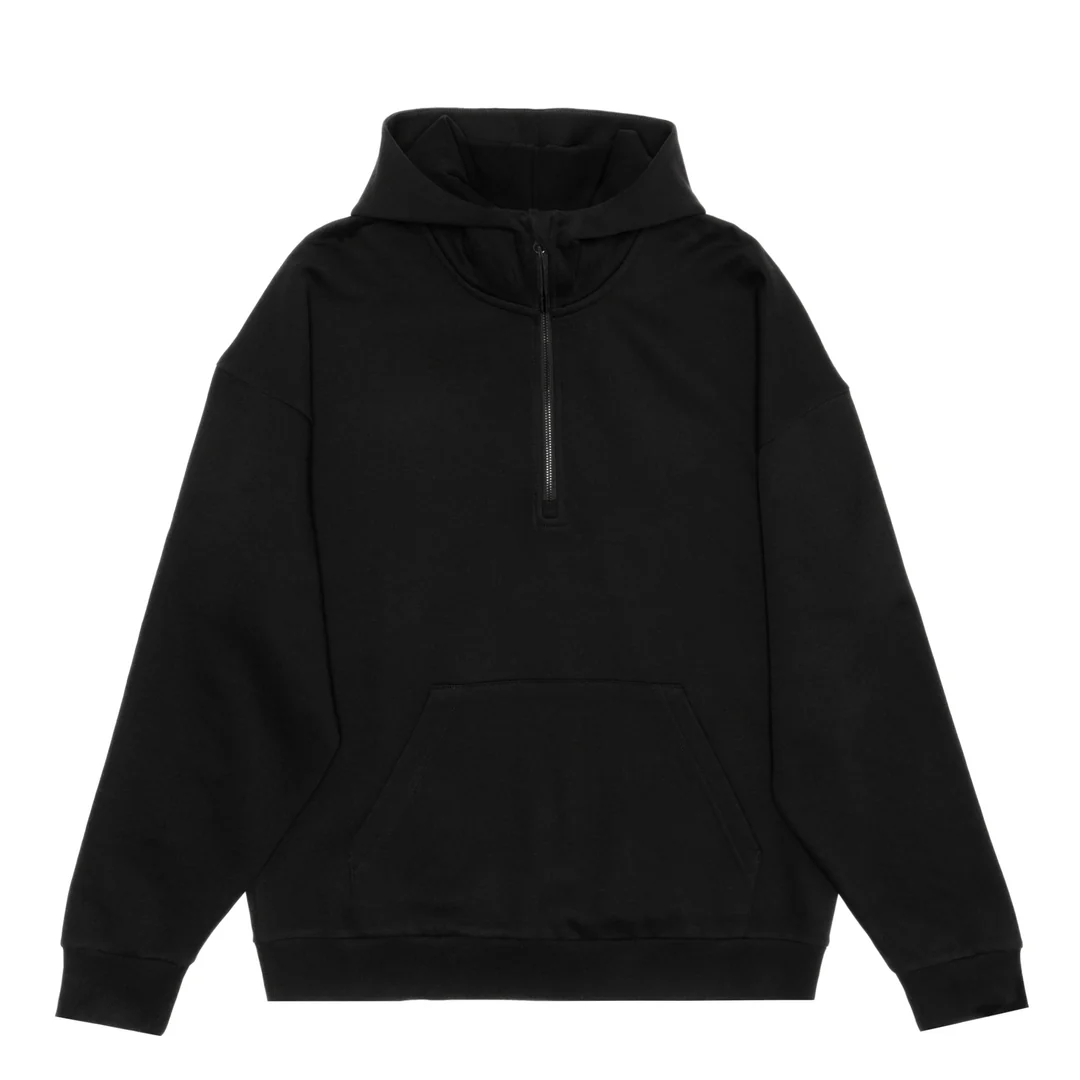 Unisex Drop Shoulder 1/2 Zip Hoodie-JHL - Color Image 1