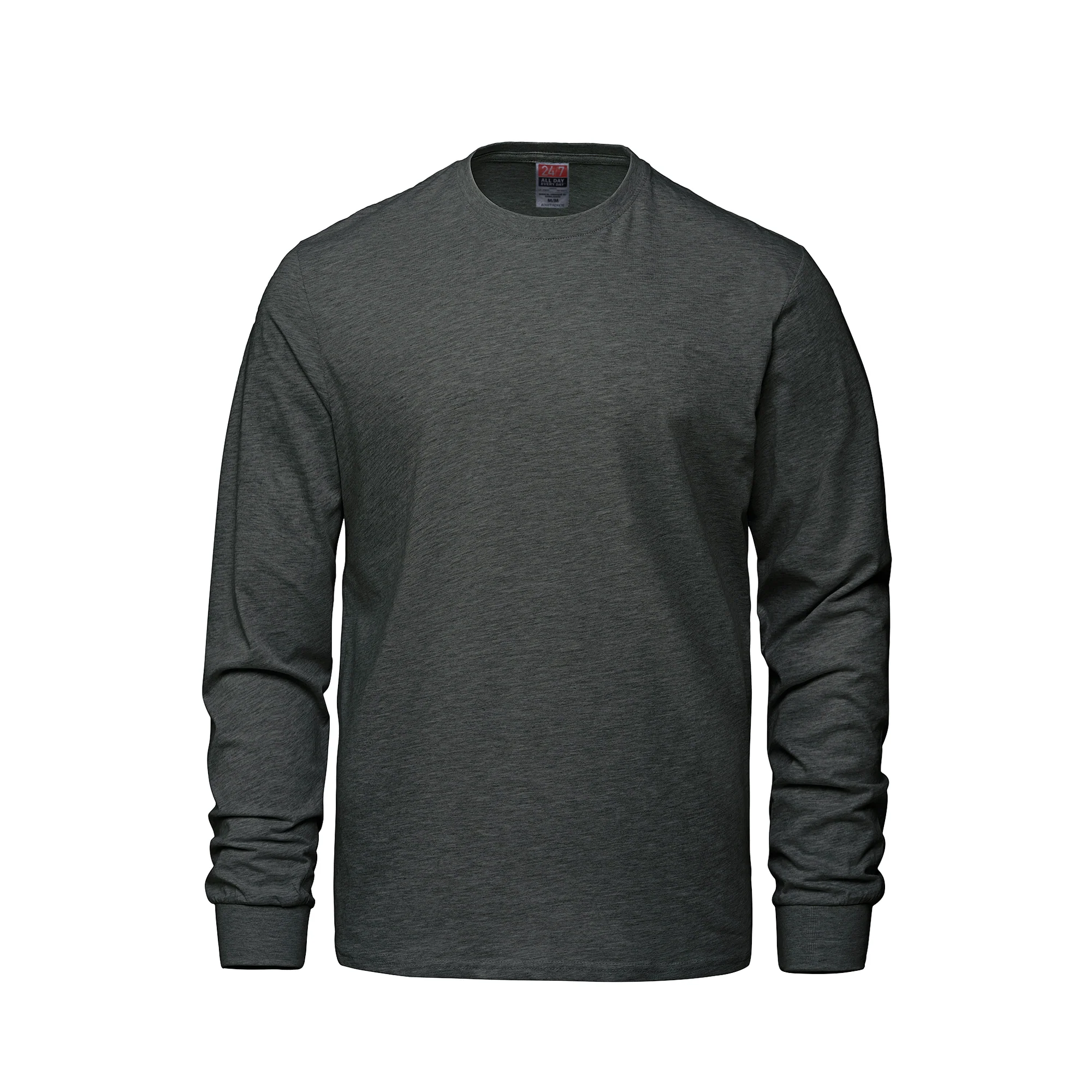 Adult RING SPUN Combed Cotton Long Sleeve Crewneck T-Shirt-CSW - Color Image 1