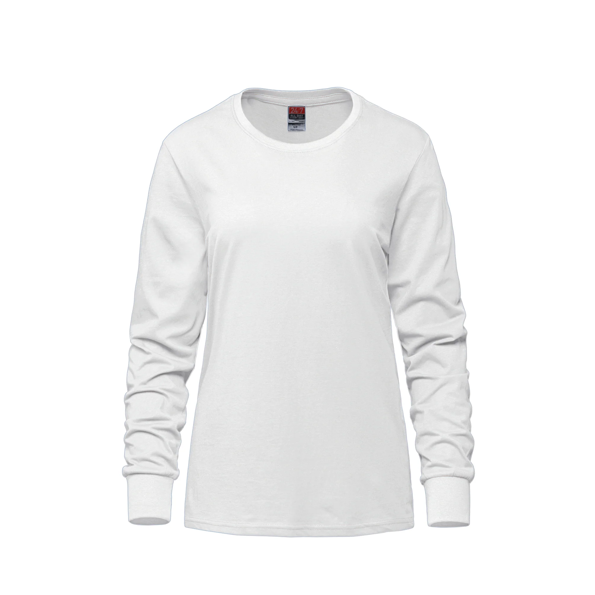 Ladies RING SPUN Combed Cotton Long Sleeve Crewneck T-Shirt-CSW