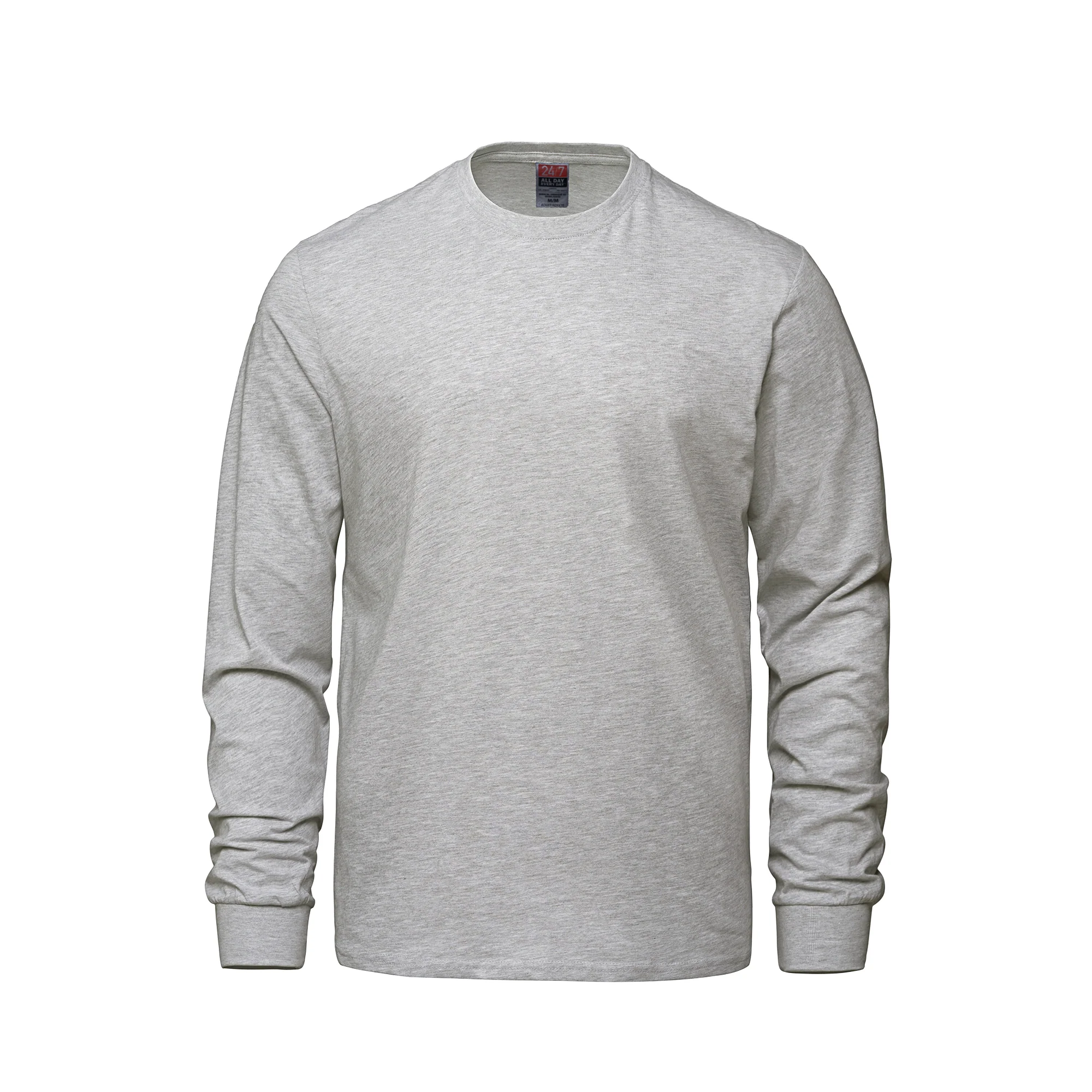Adult RING SPUN Combed Cotton Long Sleeve Crewneck T-Shirt-CSW - Color Image 1