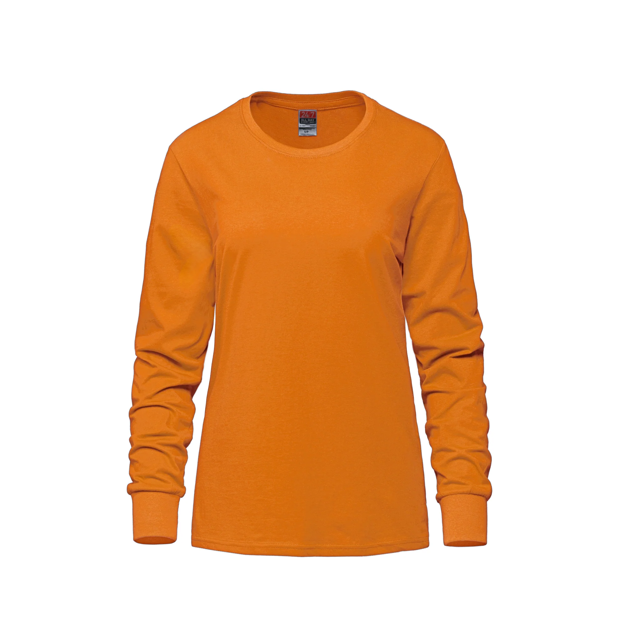 Ladies RING SPUN Combed Cotton Long Sleeve Crewneck T-Shirt-CSW - Color Image 1